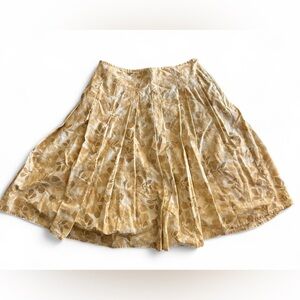 Vintage Eddie Bauer Pleated Floral White and Tan Cotton Silk Skirt